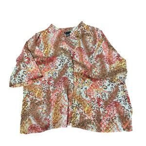 Maggie Barnes Womens Plus Size 1X 18/20W Kimono‎ Duster Jacket Multicolor Print
